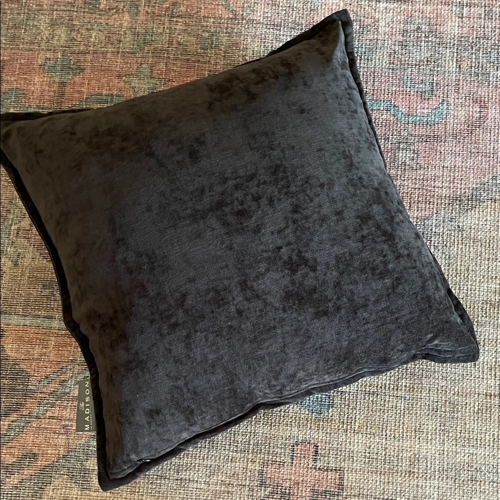 Decorative black velvet pillow